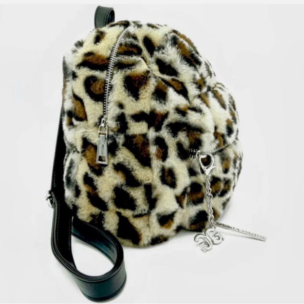 Gilda Paris Leopard Print Backpack with Plush Texture